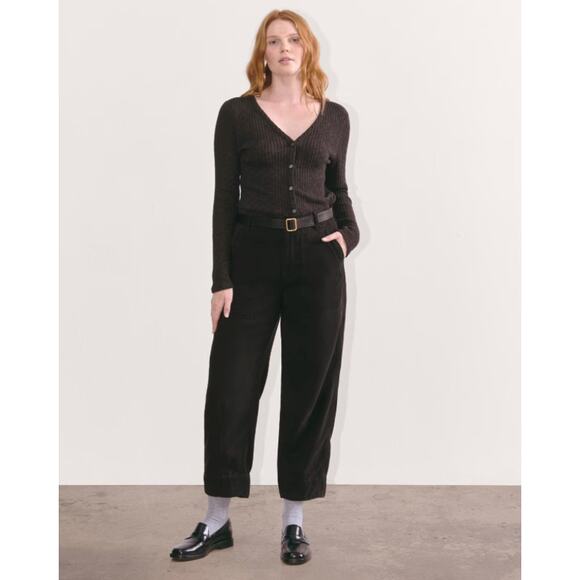 EVERLANE Women's The Utility Pant Size 2 Black Buttersoft Barrel Leg NWT - Picture 2 of 11